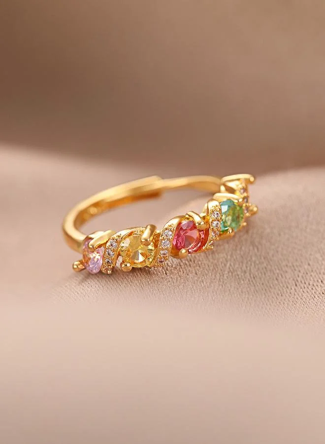 Take Two  Gold Tone Embellished Adjustable Ring for Women | Best Price UAE