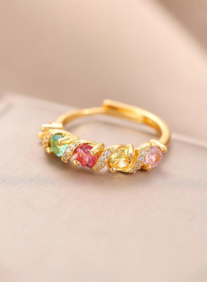 Take Two  Gold Tone Embellished Adjustable Ring for Women | Best Price UAE