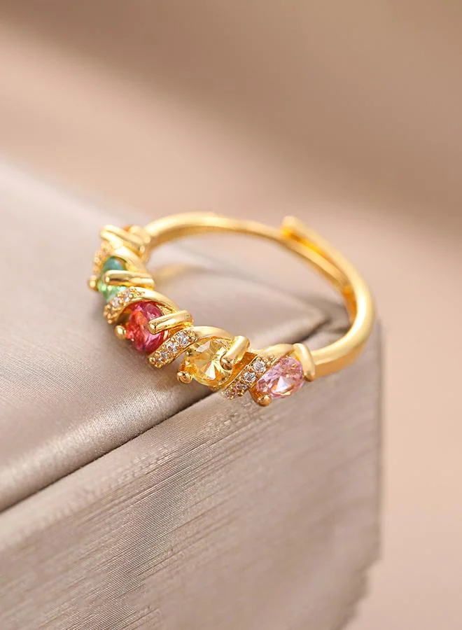 Take Two  Gold Tone Embellished Adjustable Ring for Women | Best Price UAE