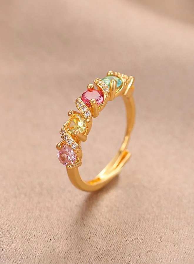 Gold Tone Embellished Adjustable Ring