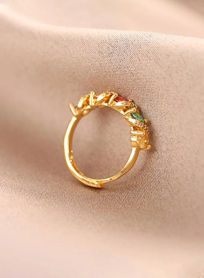 Take Two  Gold Tone Embellished Adjustable Ring for Women | Best Price UAE