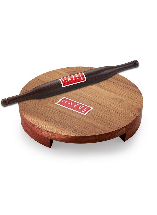HAZEL Sagwan Polpat Chakla Roti Chapati Maker 24 cm with Sheesham Roti Roller Belan Rolling Pin 34 cm - Image 1