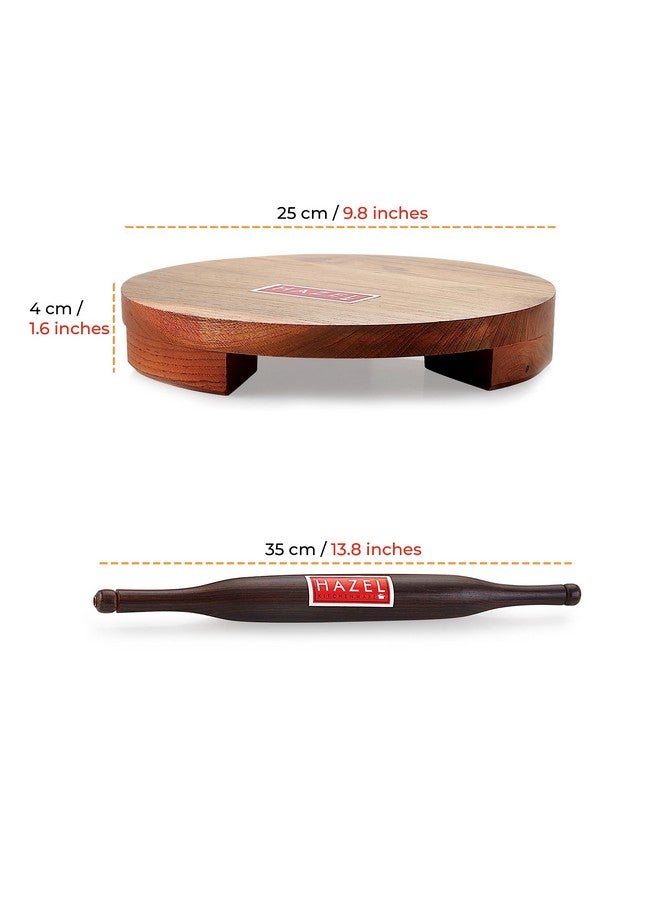 HAZEL Sagwan Polpat Chakla Roti Chapati Maker 24 cm with Sheesham Roti Roller Belan Rolling Pin 34 cm - Image 4