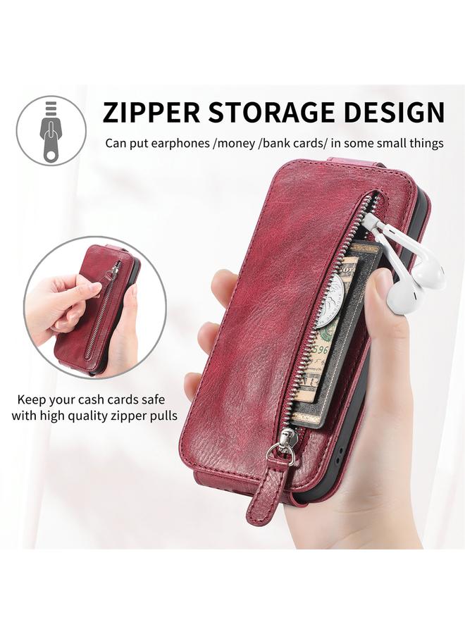 زبون جراب لهاتف iPhone 13 mini بسحاب ومحفظة جلدية قابلة للطي عموديًا - Image 4