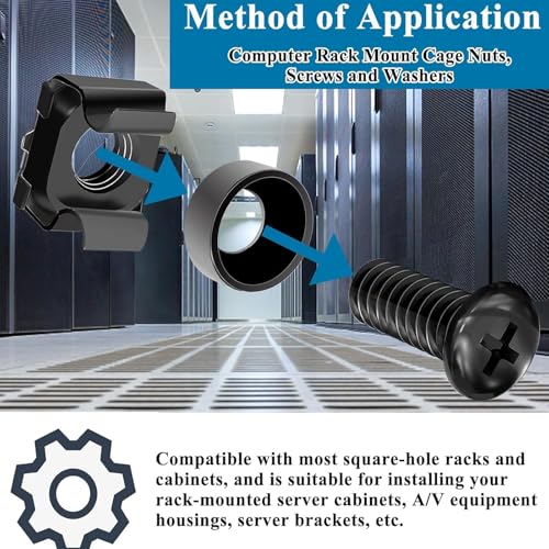 Sunxeke 45 Pack M6 x 16mm Rack Mount Screws,Cage Nuts for Rack Mount Server Shelves,Routers,Rack Mount Server Cabinet.Server Rack Screws,Square Insert Nuts and Washers with Box - Image 3