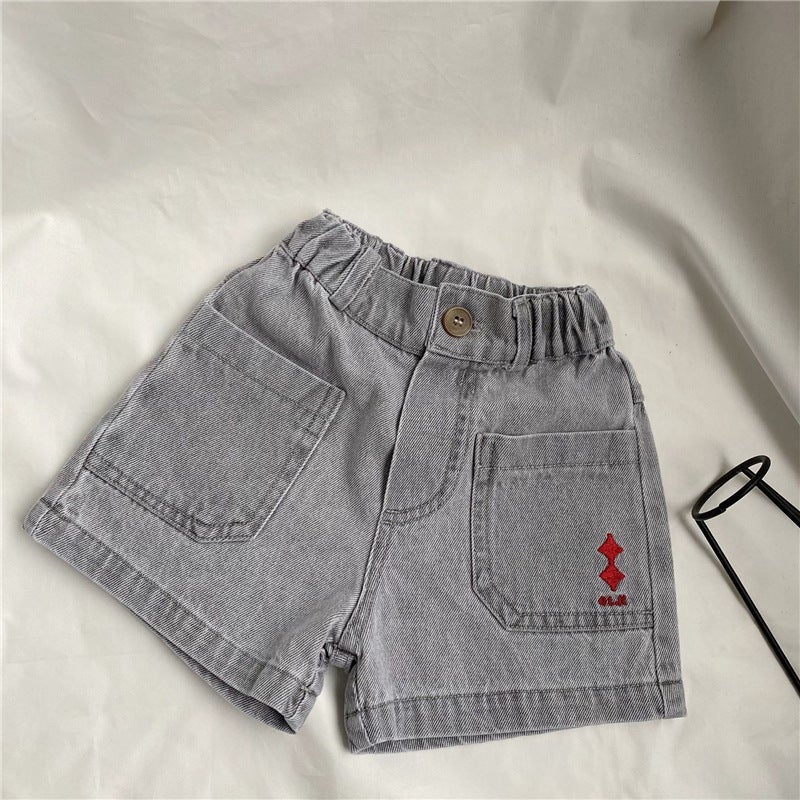 GL-kids Korean Style Summer New Children's Washed Denim Shorts Embroidered Soft Denim Shorts for Boys and Girls - Image 1