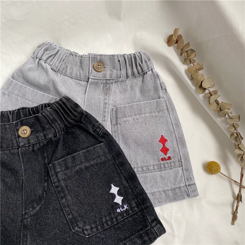GL-kids Korean Style Summer New Children's Washed Denim Shorts Embroidered Soft Denim Shorts for Boys and Girls - Image 3
