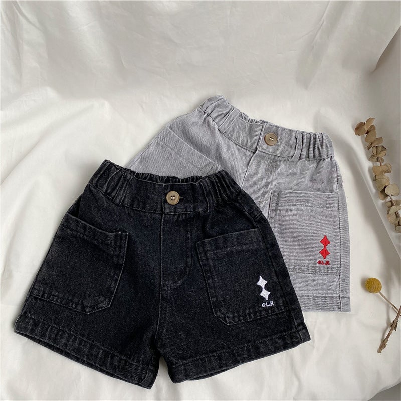 GL-kids Korean Style Summer New Children's Washed Denim Shorts Embroidered Soft Denim Shorts for Boys and Girls - Image 2