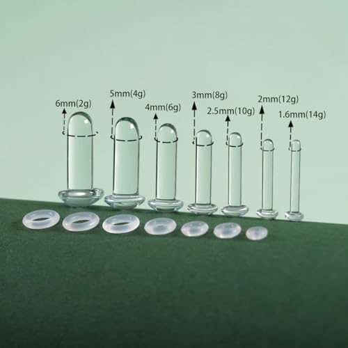 TBOSEN 14 PCS/8 PCS Precise Dimensions Glass Set O-Ring Ear Plugs Aftercare Balm Wax Tunnels Gauges Stretcher Piercings Kit - Image 2