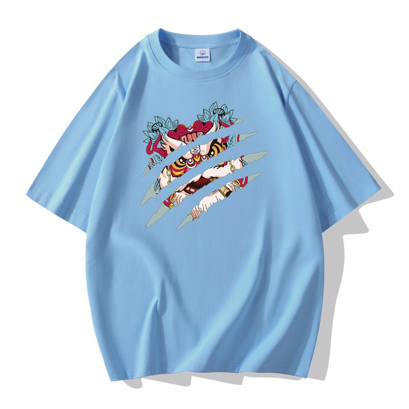 Cotton Short-Sleeved T-Shirt Men'S Loose Round Neck Printed Half-Sleeved Men'S Top Bottoming Shirt Trendy T - Image 1