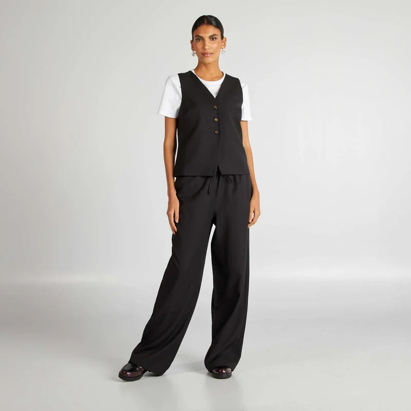 Kiabi Wide-Leg Trousers With Visible Boxer Waistband Effect Grey