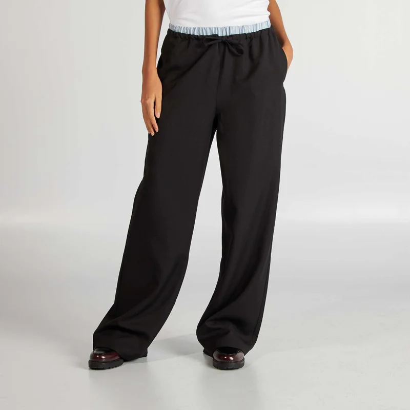 Kiabi Wide-Leg Trousers With Visible Boxer Waistband Effect Grey