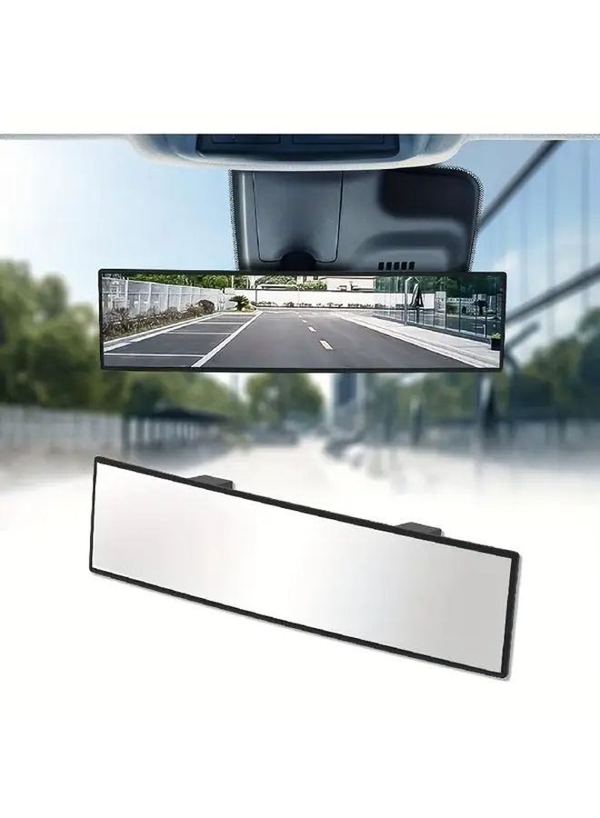 Universal 11 81 Inch Mysterious Black Panoramic Convex Rear View Mirror Reduce Blind Spots - Image 1