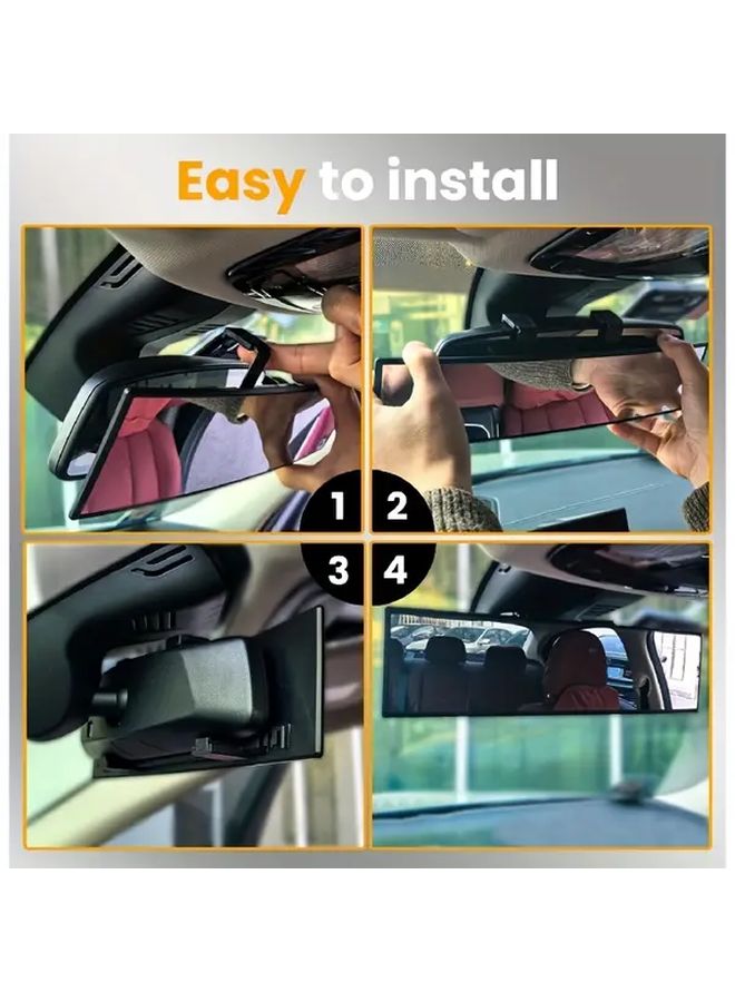 Universal 11 81 Inch Mysterious Black Panoramic Convex Rear View Mirror Reduce Blind Spots - Image 5