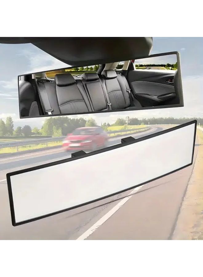 Universal 11 81 Inch Mysterious Black Panoramic Convex Rear View Mirror Reduce Blind Spots - Image 2