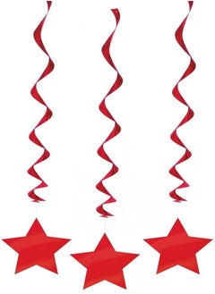 Ruby Red Solid Hanging Swirl Decorations (66cm) Pack of 3 - Elegant Hanging Décor for Parties & Events