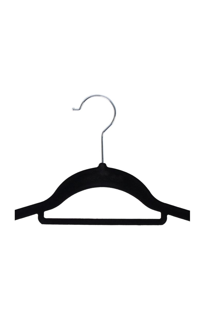 Flocked Hangers Pack OF 5 Velvet Hangers for Clothes Coats Trousers Non Slip Hangers with Tie Bar, Sturdy Lightweight Space Saving Clothing Hangers, Black - Image 3