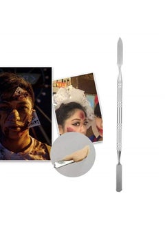 Salmue Modeling Scar Wax with Stainless Steel Double Ended Spatula Applicator Special Effects FX Makeup Tool for Theatrical Makeup and Halloween Fake Wound Moulding Scars Prosthetics(L) 