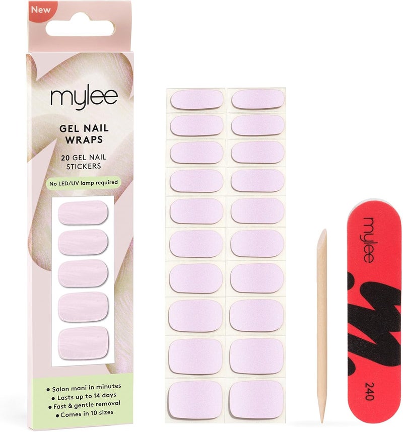 Mylee Gel Nail Wraps Sea Shell 10 PreCured Gel Stickers for Instant Mani No Lamp Needed ChipResistant Glossy Finish Lasts Up to 14 Days Easy to Apply Vegan CrueltyFree