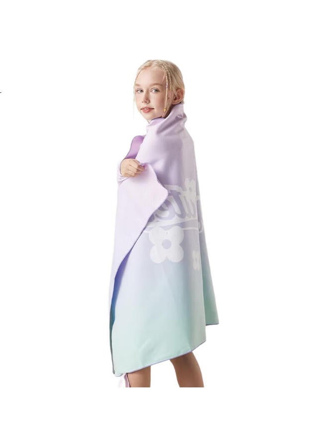 Swans Children'S Bath Towel Cape Bathrobe, Swimming Beach Towel, Cartoon Quick-Drying Towel For Girls And Boys, Gradient Pink And Purple - Image 2