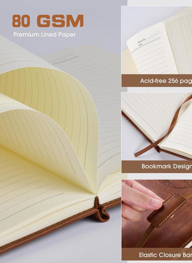 Biuwory Lined Journal Notebook for Women Men,256 Pages A4 Large Hardcover Leather Journals for Writing,Travel,Business,Work,School,College Ruled Notebooks for Note Taking, Diary Notepad 8.6"×11" - Image 4