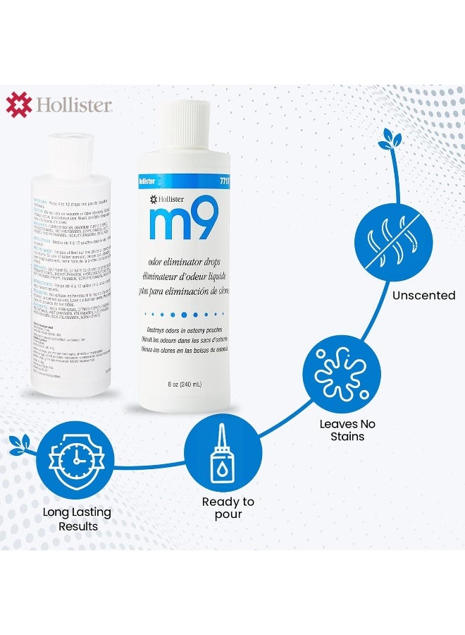 Hollister 7717 m9 Odor Eliminator Drops, Unscented, 8 oz Bottle, 6 Pack – Ostomy Drops, Ostomy Supplies, Odor Neutralizer - Image 4