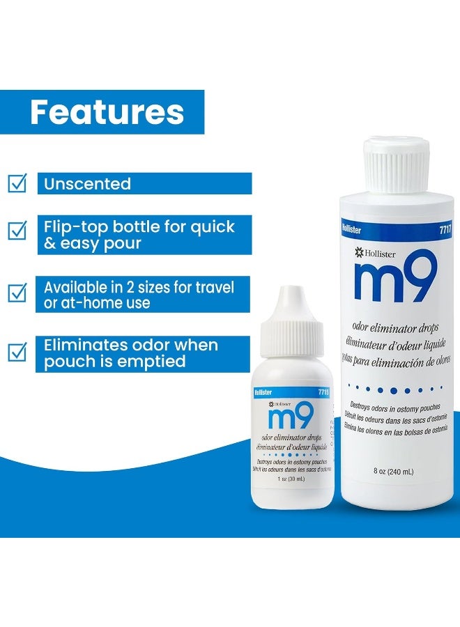 Hollister 7717 m9 Odor Eliminator Drops, Unscented, 8 oz Bottle, 6 Pack – Ostomy Drops, Ostomy Supplies, Odor Neutralizer - Image 3