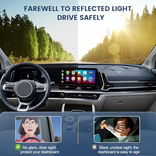 Rilsen Dashboard Cover Mat Custom Fit for 2023 2024 2025 Kia Sportage (Hybrid)/NQ5 Dash Cover Nonslip Dash Mat Protector Sunshade No Glare Black - Image 4