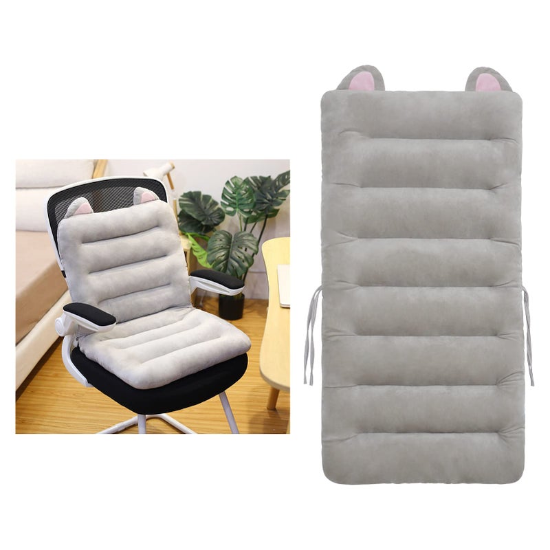 ELFJOY Desk Chair Cushion 85cm Office Chair Cushion Seat Cushion with Back Support Lounger Cushion with Fixing Band Grey 8545cm