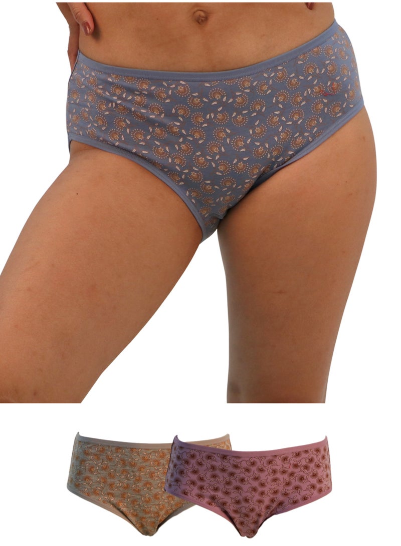 JOANNA JOANNA 33080 Women's Floral Design Mid Rise 3-Pack Panties, Multicolor  - Image 1