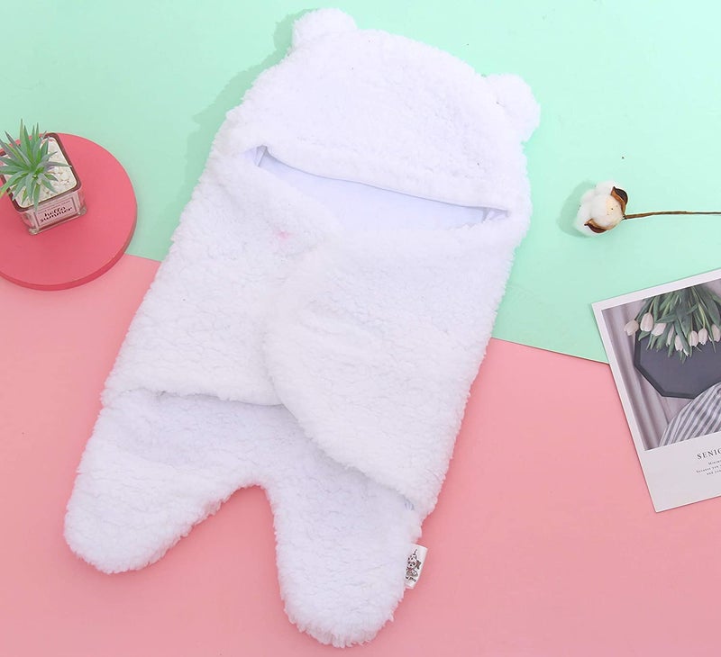 Spotted Play 2 Pack Sherpa Baby Swaddle Blanket - Aquamarine and White - Image 2