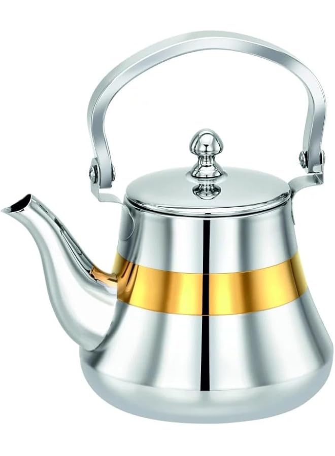 Bohara Indian Gold Line Stainless Steel Tea Pot, 1200 Ml Capacity