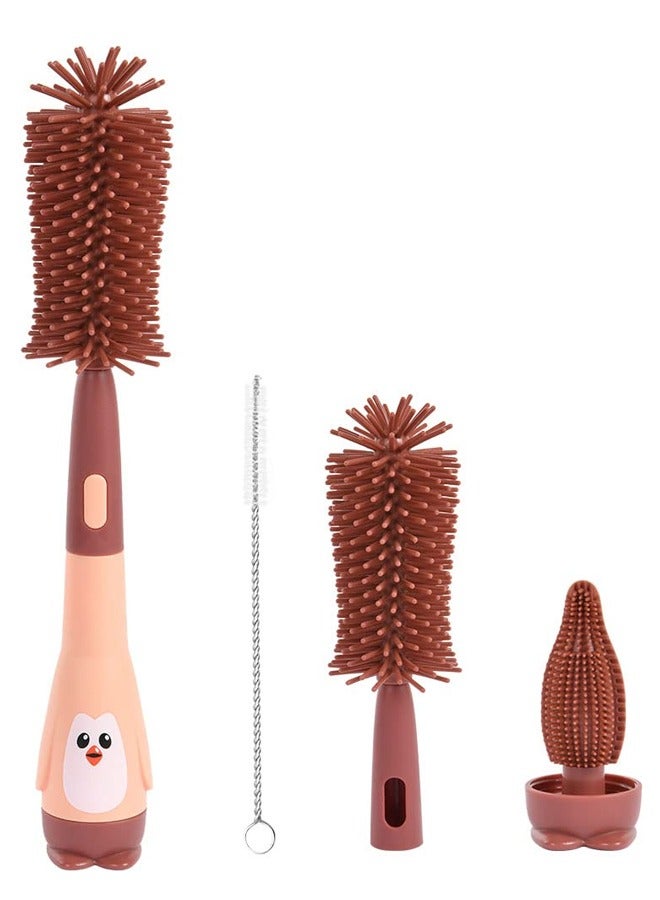 LINJIE 3-in-1 Portable Baby Bottle Cleaning Silicone Brush Set - Image 1