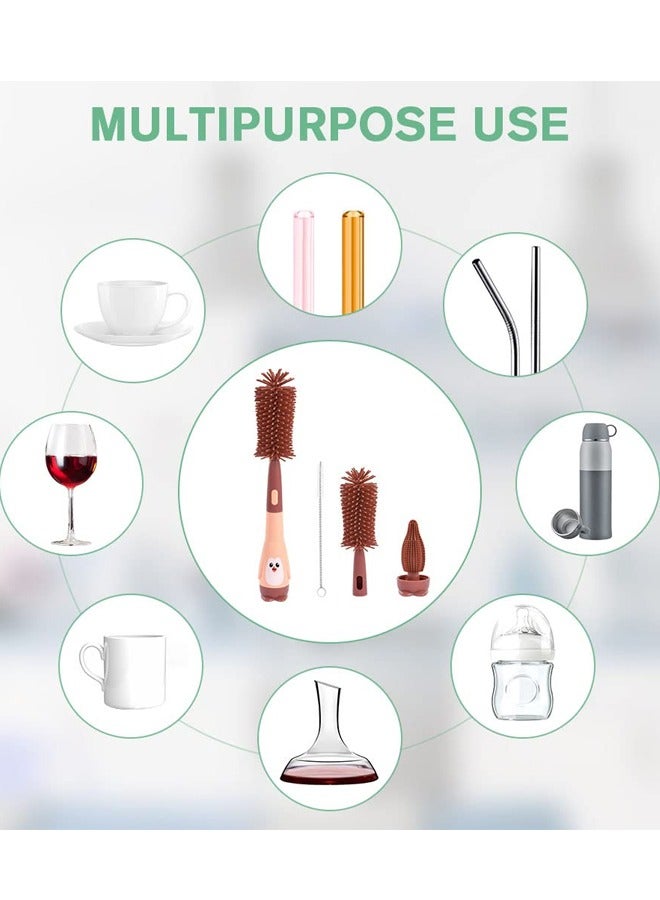 LINJIE 3-in-1 Portable Baby Bottle Cleaning Silicone Brush Set - Image 4