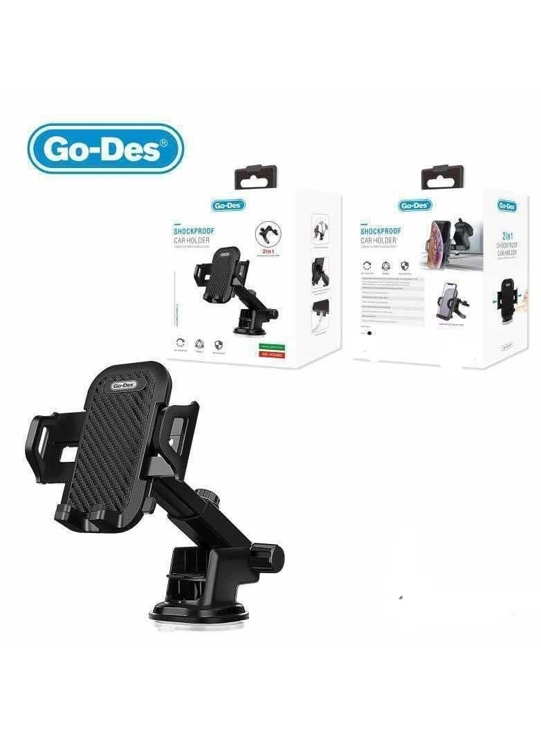 GO-DES Shockproof Car Holder With 360 Degree Rotation Free Stretch Automatic Clip - Image 2