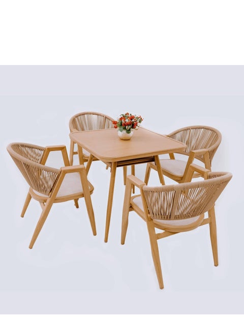 Swin Aluminum Alloy 4 Seater Outdoor Dining Set with Cushion