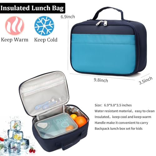 BEFUNIRISE Backpack Set for Girls Boy Kids Backpack with Lunch Box for Elementary Primary Kindergarten School Bag Dark Blue Large - Image 3