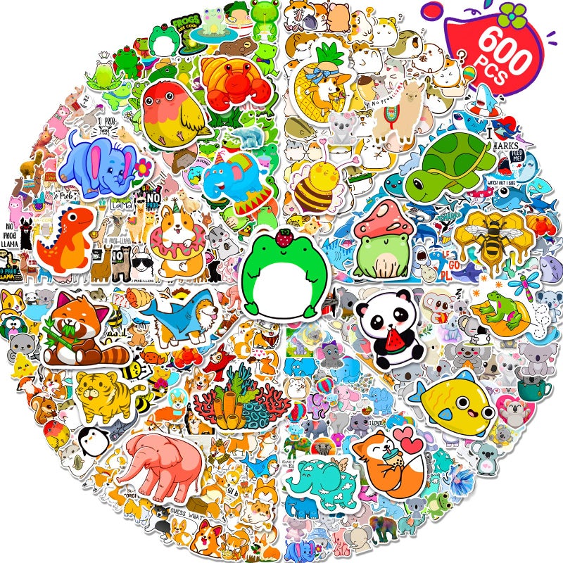 Arme 600Pcs Animal Stickers Pack, Colorful Vinyl Stickers for Water Bottles Computer Skateboad Phone Notebooks, Cute Animal Stickers Waterproof, Pet Stickers for Toddlers Kids Teens Girls Boys - Image 1