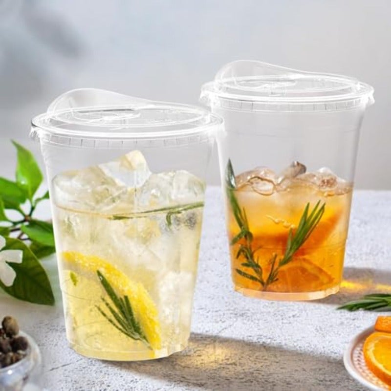 16oz Clear Plastic Cups with Lids Disposable Iced Coffee Cups with Sip Lids Food Safe Plastic Cups for Cold Drinks Smoothie Juice No Spill 100 Pack - Image 5