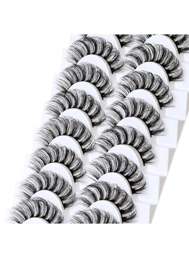 Veleasha Russian Strip Lashes DD Curl False Eyelashes Fluffy Wispy Faux Mink Lashes 10 Pairs Pack (D02) - Image 5