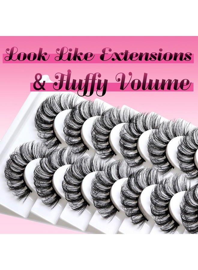 Veleasha Russian Strip Lashes DD Curl False Eyelashes Fluffy Wispy Faux Mink Lashes 10 Pairs Pack (D02) - Image 2