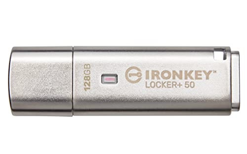 Kingston Ironkey Locker 50 128GB Encrypted USB Flash Drive USB 32 Gen 1 XTSAES Protection MultiPassword Security Options Automatic Cloud Backup Metal Casing IKLP50128GB - Image 1