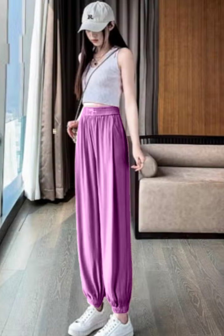 Womens High Waisted Sweatpants Korean Fashion Trends Summer Joggers Trousers Free Size - Image 1