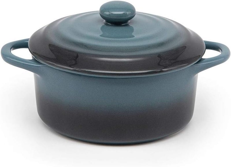 Kook طقم كوكوت سيراميك صغير، أطباق كسرولة صغيرة مع أغطية ومقابض، أطباق خبز فردية، آمنة للاستخدام في الفرن والميكروويف وغسالة الصحون، خزف، 12 أونصة، مجموعة من 4 (تدرج الحجر) - Image 3