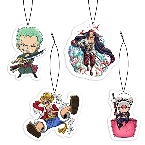 Pounchi Cool Anime Car Air Freshener Cards 4 Pack Refreshing Ice Scent Anime Accessories for Car Interior Hanging Gift Rearview Pendant Supplies - Image 1