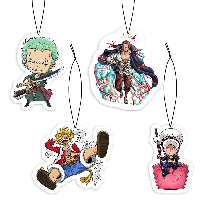 Pounchi Cool Anime Car Air Freshener Cards 4 Pack Refreshing Ice Scent Anime Accessories for Car Interior Hanging Gift Rearview Pendant Supplies - Image 3