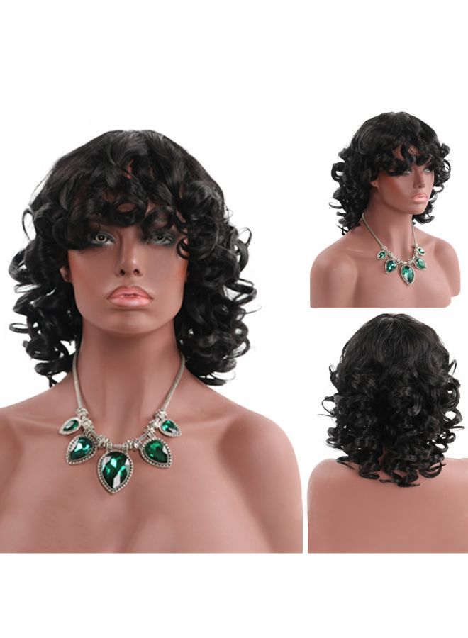 إسكدنيا شعر مستعار مجعد يغطي الرأس بالكامل مناسب للحفلات التنكرية أسود 28x15x5سم - Image 3