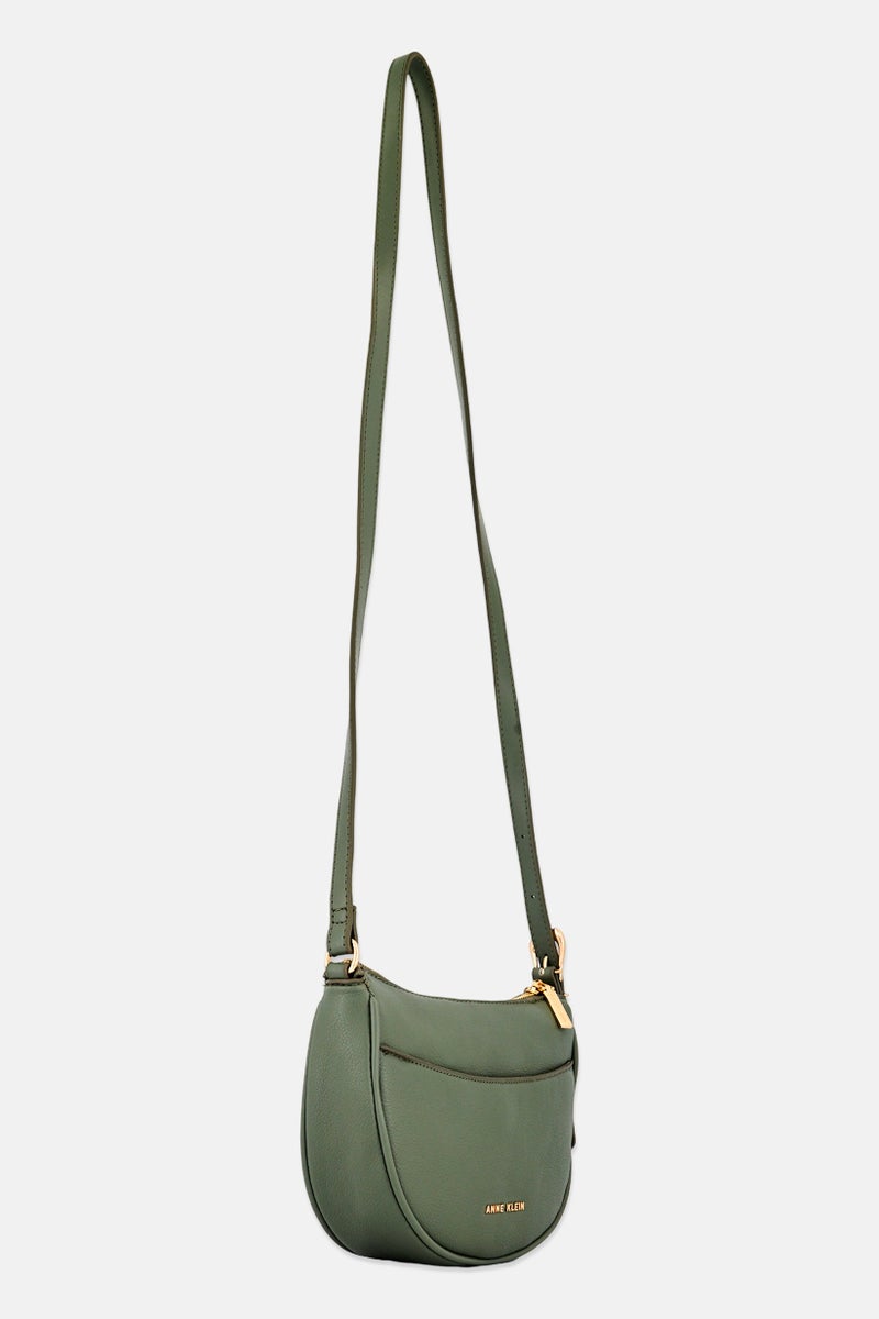 ANNE KLEIN Women Hardware Logo Cross Body Bag, Dark Olive - Image 2