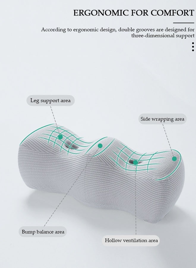 DUNISO وسادة الركبة المصنوعة من إسفنج الذاكرة، وسادة الركبة لرفع الساق، وسائد الساق للنوم، وسادة رفع لتخفيف الالتواء في العمود الفقري، وآلام عرق النسا، وخدر الساق، والظهر، والمفاصل، والورك، وآلام الجراحة - Image 3