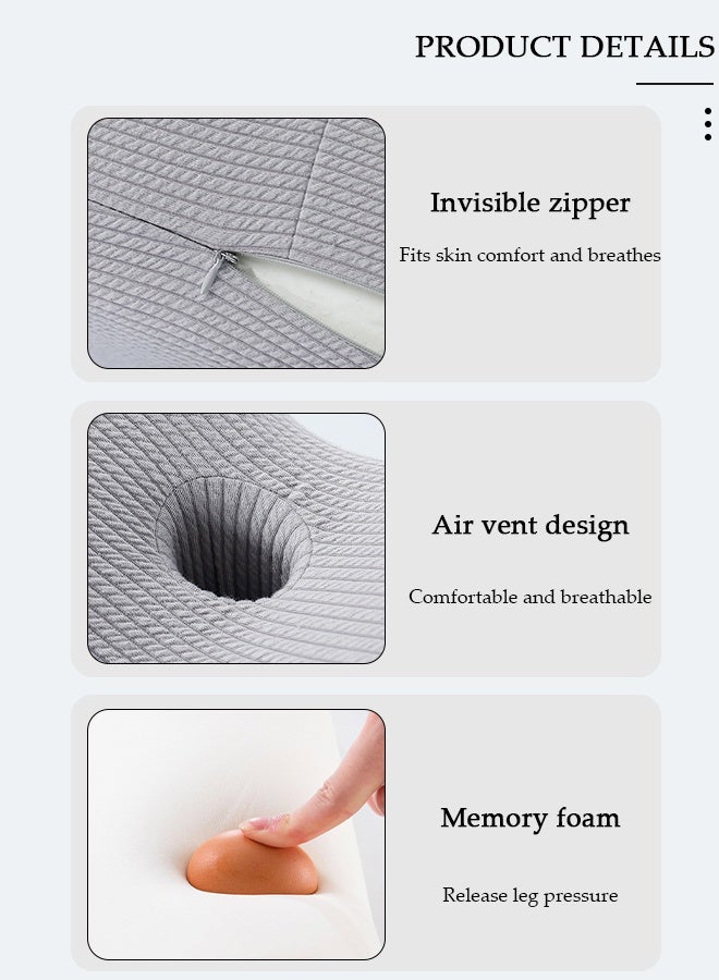 DUNISO وسادة الركبة المصنوعة من إسفنج الذاكرة، وسادة الركبة لرفع الساق، وسائد الساق للنوم، وسادة رفع لتخفيف الالتواء في العمود الفقري، وآلام عرق النسا، وخدر الساق، والظهر، والمفاصل، والورك، وآلام الجراحة - Image 5